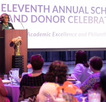 Bonita R. Durand, Ph.D., at microphone