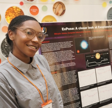 Student with poster