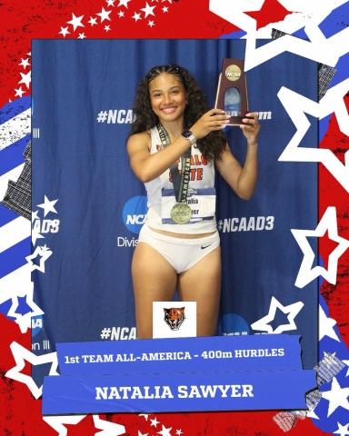Track athlete with trophy