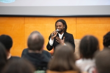 Iazarus Lynch talking in microphone