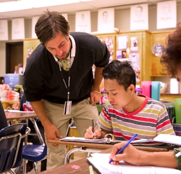 Student teacher in class