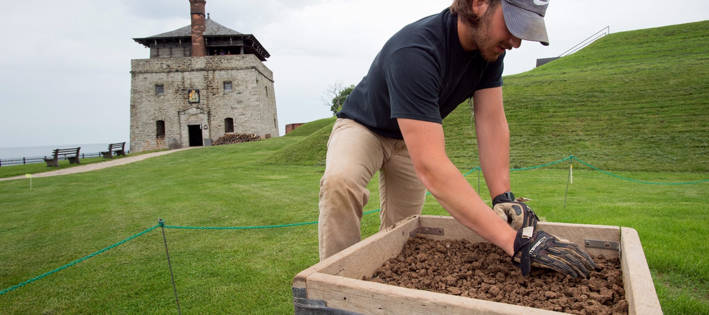 Student working at the Fort Niagara Field School